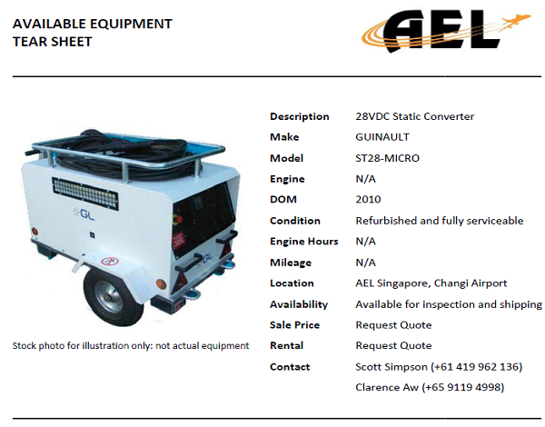 <b>Available Equipment Tear Sheet</b>