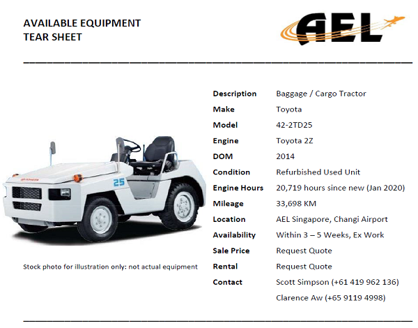 <b>Available Equipment Tear Sheet</b>