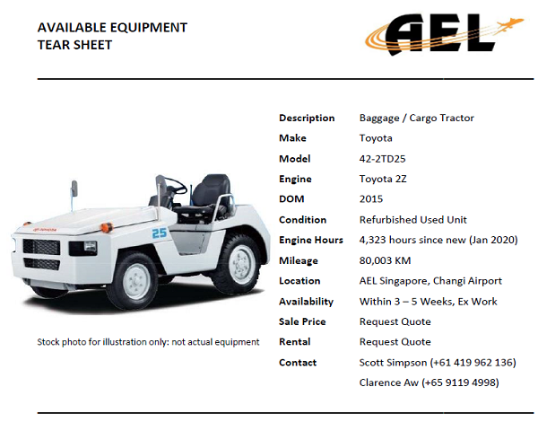 <b>Available Equipment Tear Sheet</b>