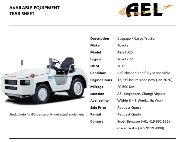 <b>Available Equipment Tear Sheet</b>