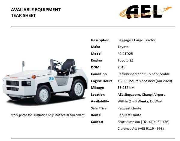 <b>Available Equipment Tear Sheet</b>