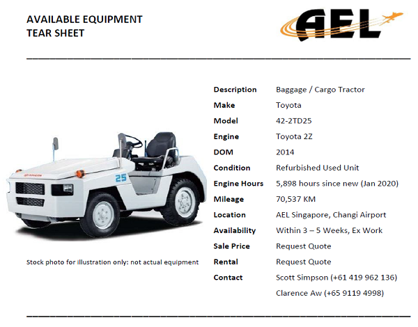 <b>Available Equipment Tear Sheet</b>