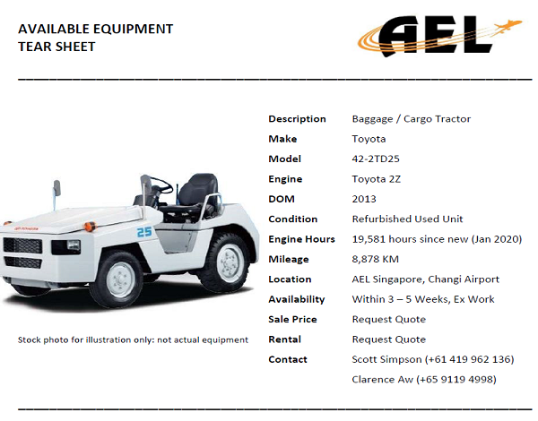 <b>Available Equipment Tear Sheet</b>